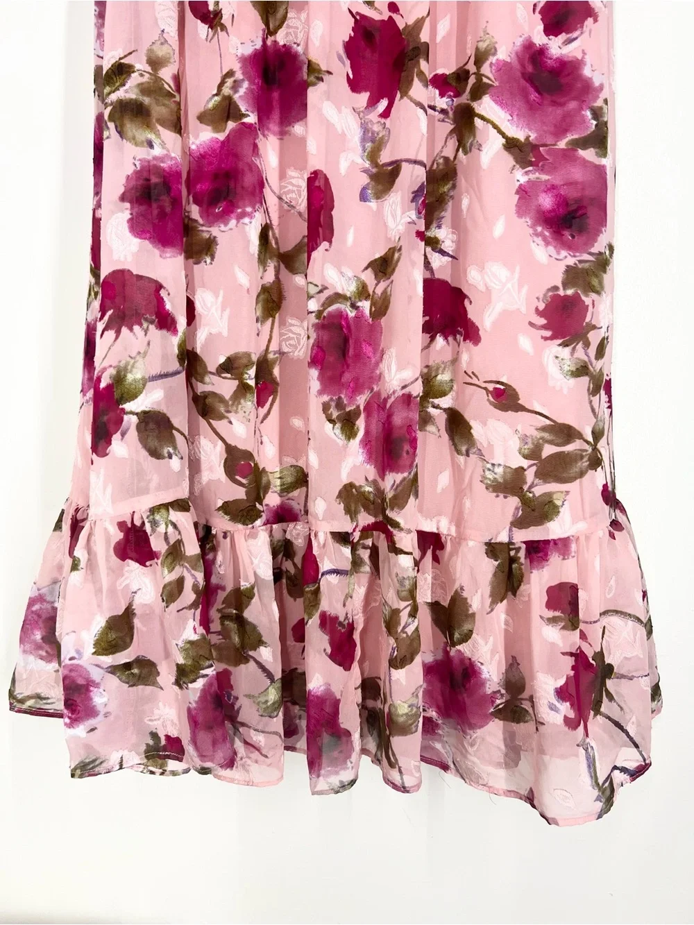 Lulu’s Pink Floral Tie-Shoulder Midi Dress - Picture 9 of 14